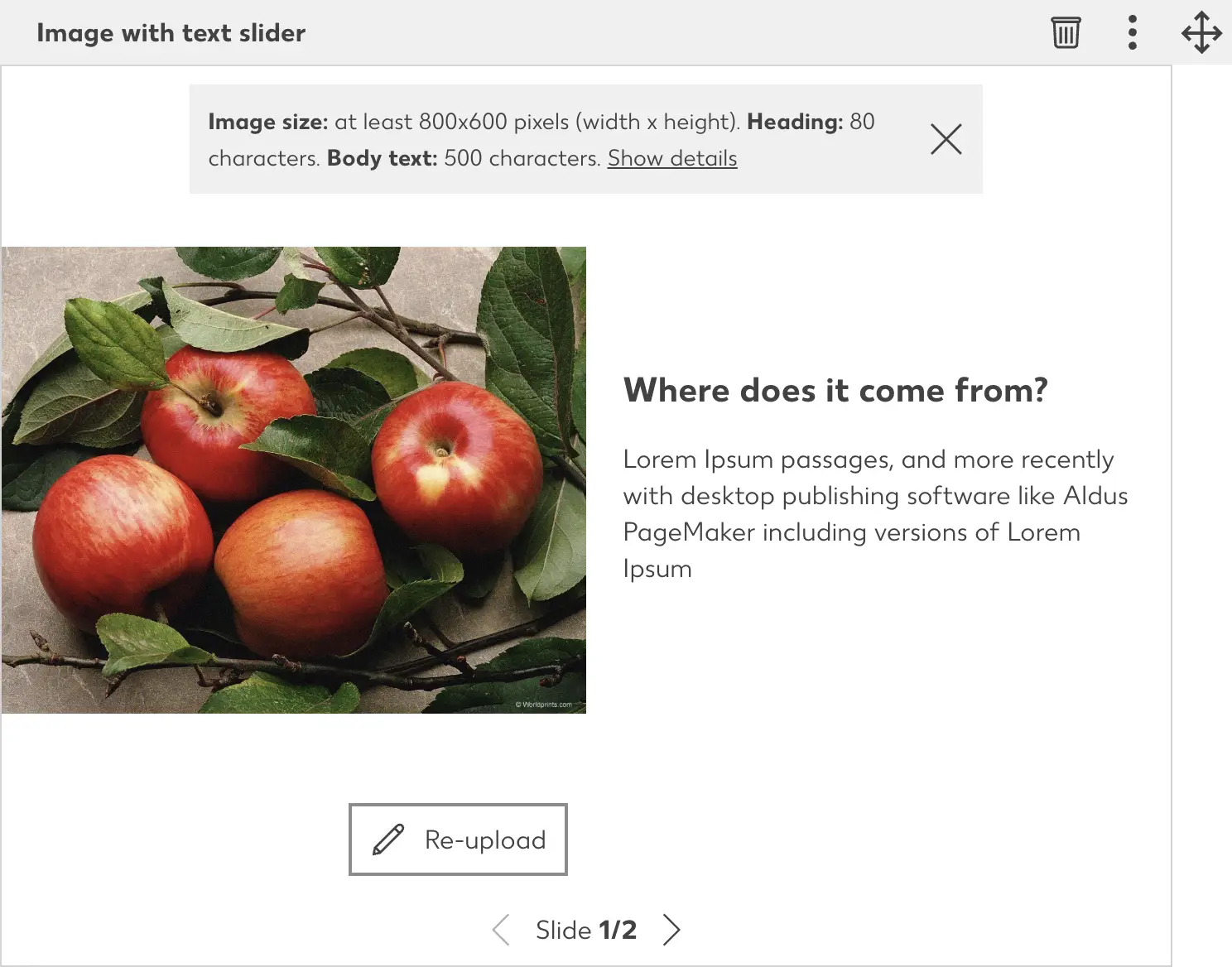 Image with Text Slider Edit